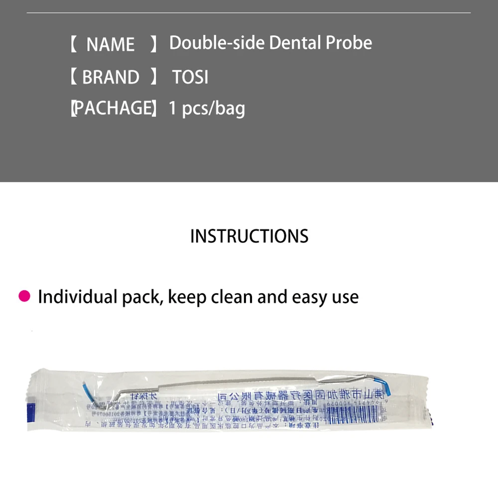 

50pcs10pcs Double Sides Dental Probe Stainless Steel Sterilized Disposable Dentist Tool Oral Dental Instrument Examination Kit