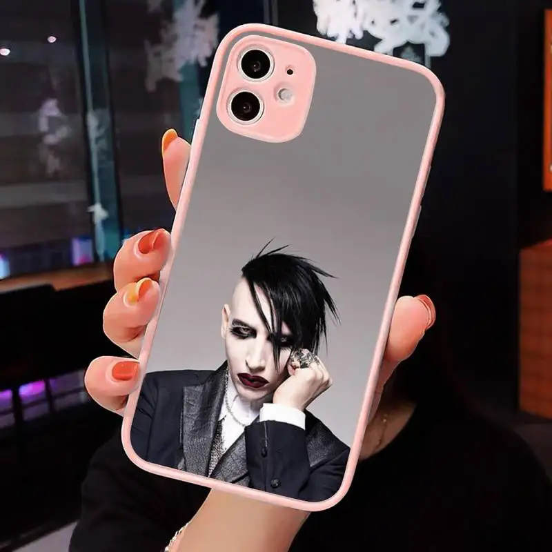 

Marilyn Manson Phone Cases Matte transparent For Pink iPhone 12 Mini 11 Pro XR XS Max 7 8 Plus X Back Cover