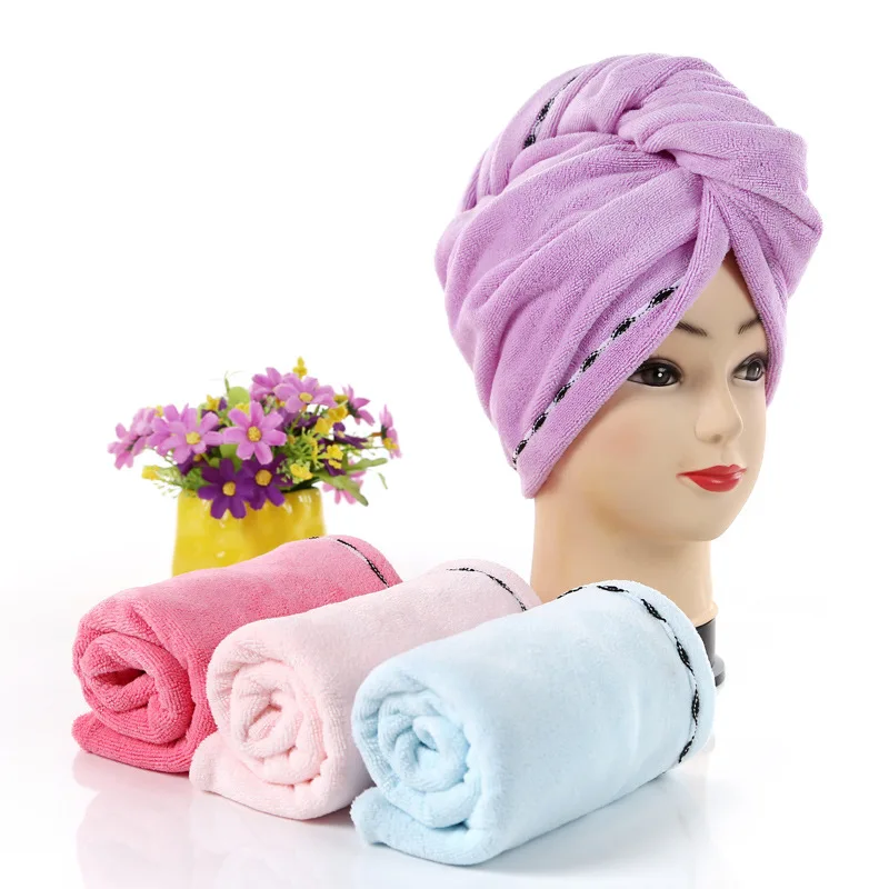 

Microfiber Hair Towel Wrap Super Absorbent Quick Dry Turban Drying Curly Long Thick Hair Bath Cap Drying Wraps Bathroom Towels