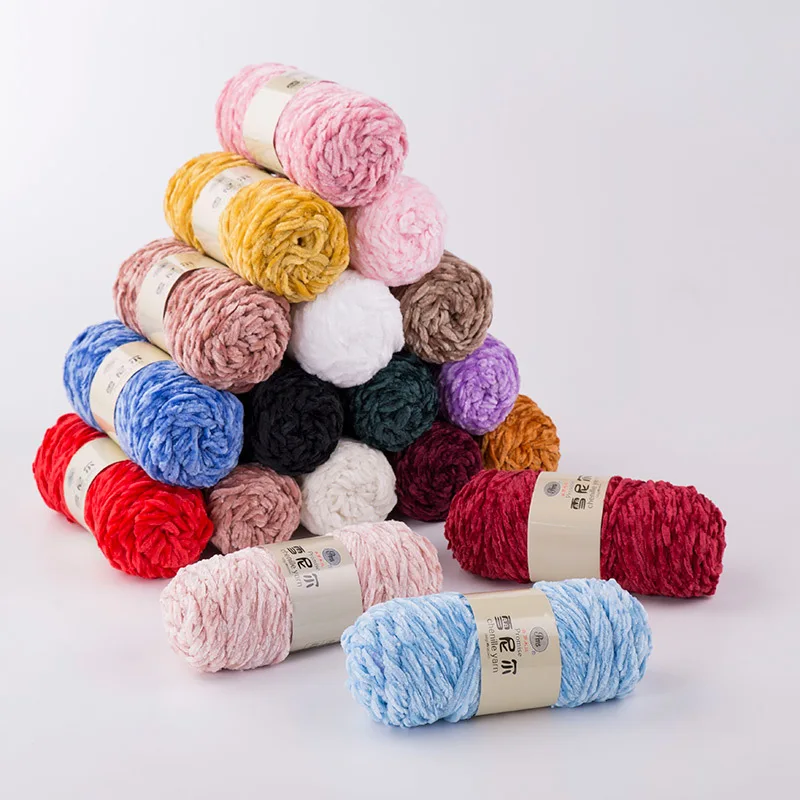 

100g/ball DIY Soft Chenille Yarn 100% Polyester Winter Warmth Pleuche Cashmere Yarn Baby Wool Thread Hand Knitting Crochet