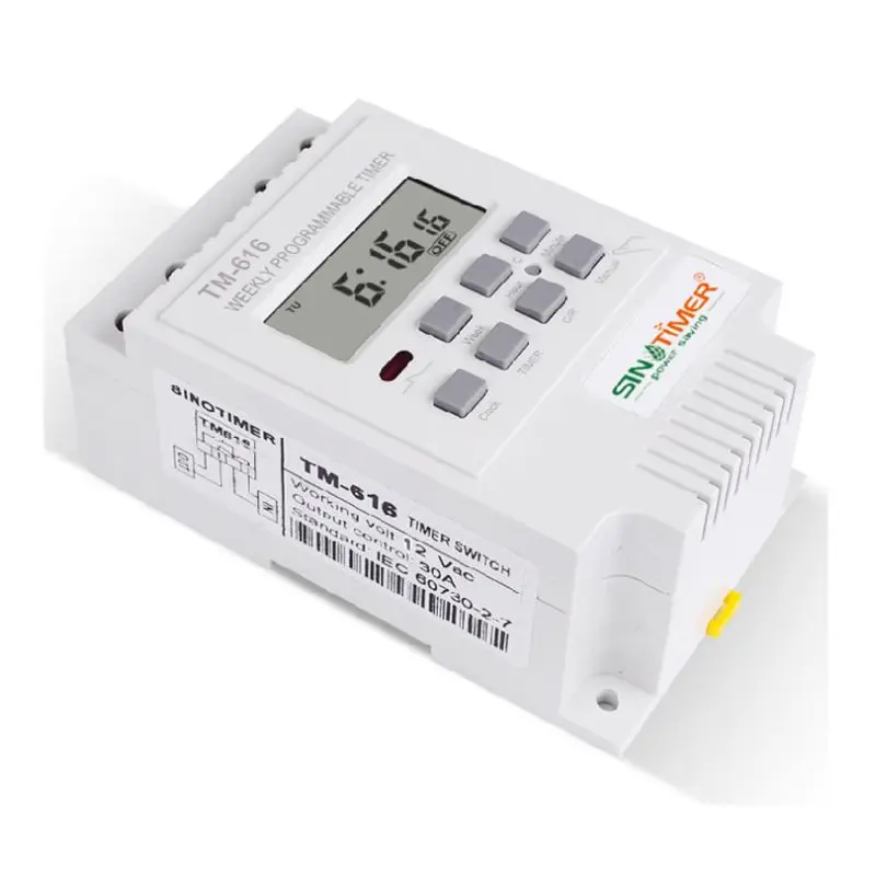 

TM616W Digital Electronic Timer Switch 110/12V 30A 17 Setting Programmable Relay