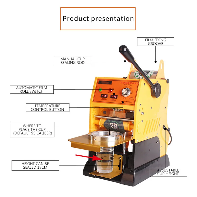Машина для запечатывания молока чая коммерческая полуавтоматическая Компактная