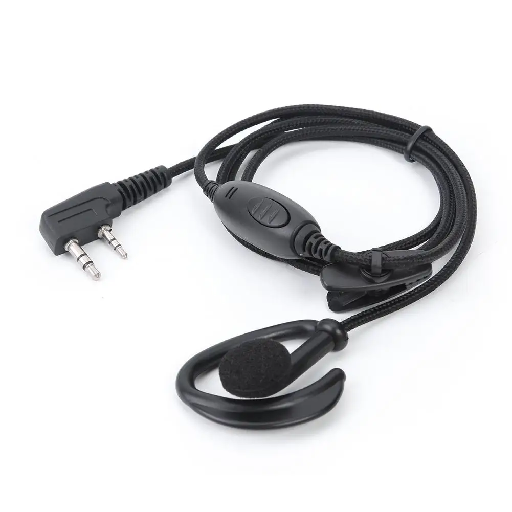 

2Pin PTT Earpiece Adjustable Volume Nylon Wire Ear Hook Headphone for Kenwood Widely Used in Police Army Bodyguards