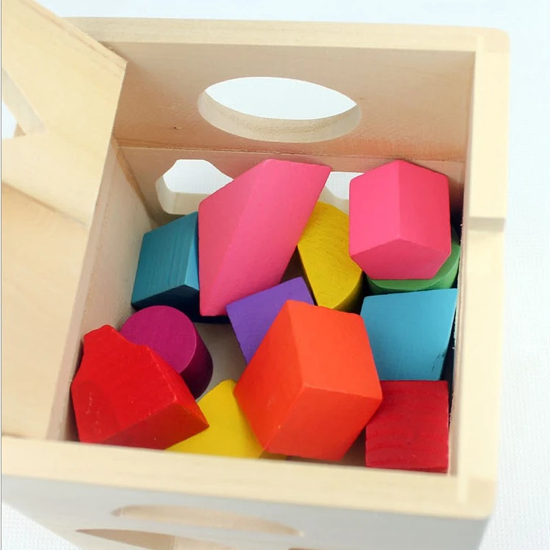 Rompecabezas 3D de madera para ni&ntilde;os, juguetes de aprendizaje, Caja de Inteligencia de 13 agujeros, forma geom&eacute;trica, juego de bloques de construcci&oacute;n de geometr&iacute;a, juego de costura cognitiva-2