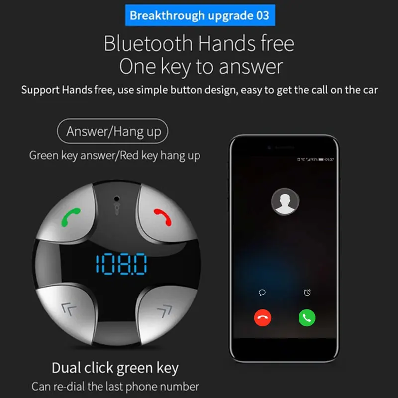 2019 5 V/3.4A беспроводной Bluetooth приемник Смарт Mp3 Авто музыкальный для дома Прямая