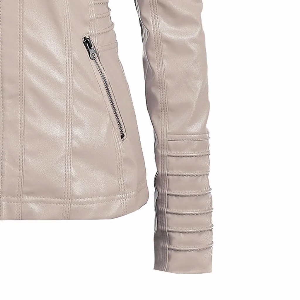 Кожаная куртка женская пальто Женская куртка из искусственной кожи Готический мотоцикл пальто из ПУ Верхняя одежда с капюшоном на молнии дамское пальто# G30