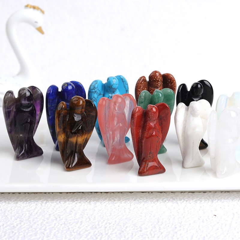 1 шт. 100% натуральный кристалл статуэтка хранителя ангела аметист розовый кварц