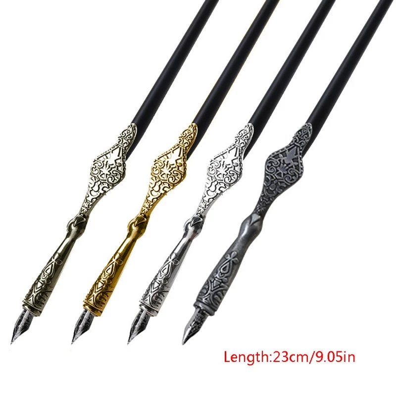 

1PC Metal Carved Craft Script Antique Dip Pen Oblique Calligraphy Pen Holder L4MD