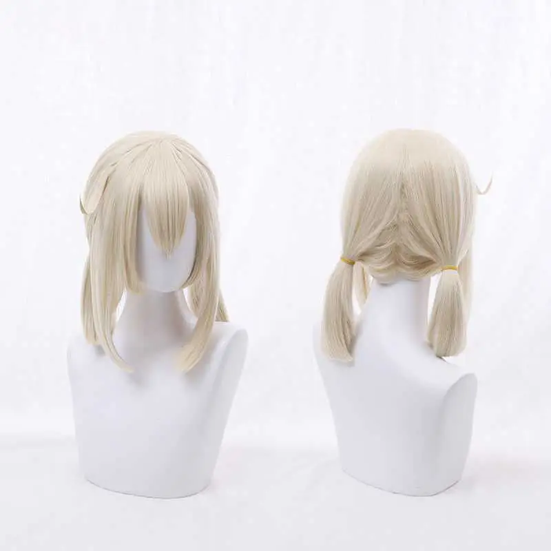 Парик для косплея Klee с двойным хвостом Game Genshin ударопрочный термостойкий парик из