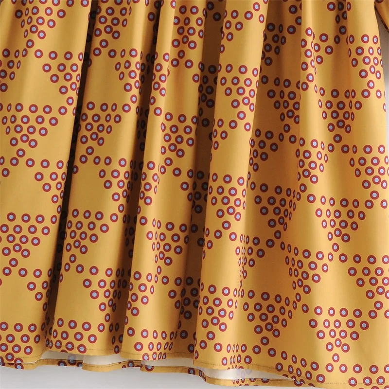 

ZXQJ Women 2021 Fashion Polka Dot Color Block Mini Dress Vintage Bow Tied Collar Female Dresses Vestidos