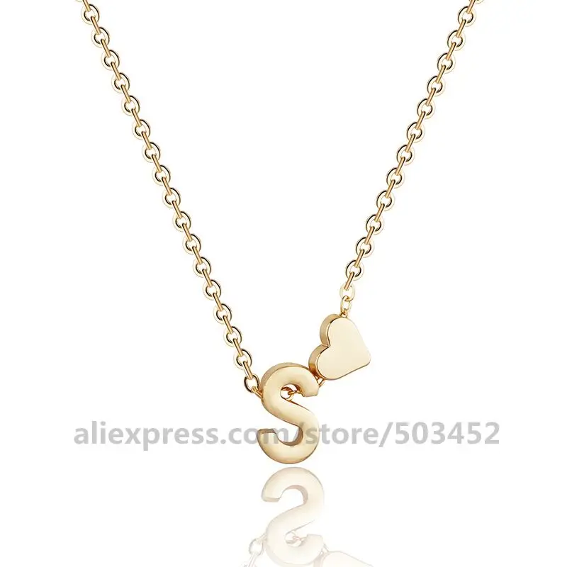 300 шт./лот 26 английское сердце письмо ожерелье с подвеской простое новый стиль