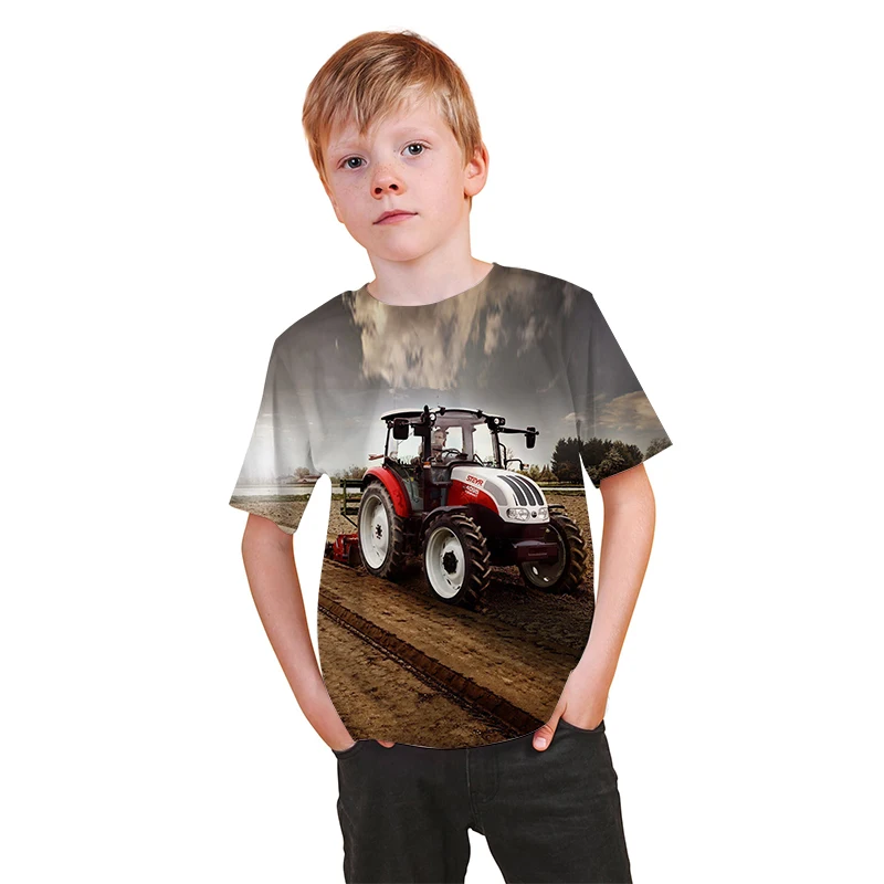 

Summer 3D Printing New Car Tractor T-shirt Hip Hop Ropa Hombre Casual Streetwear Baby 4-14Year T-shirt Tops Children Tops Shirts