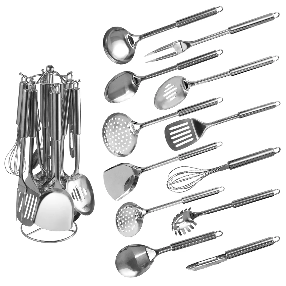 

12 Pieces Stainless Steel Cooking Tools Kitchen with Holder Utensils Utensil Set Non-stick Spatula Cookware Set Gadgets Tool Set