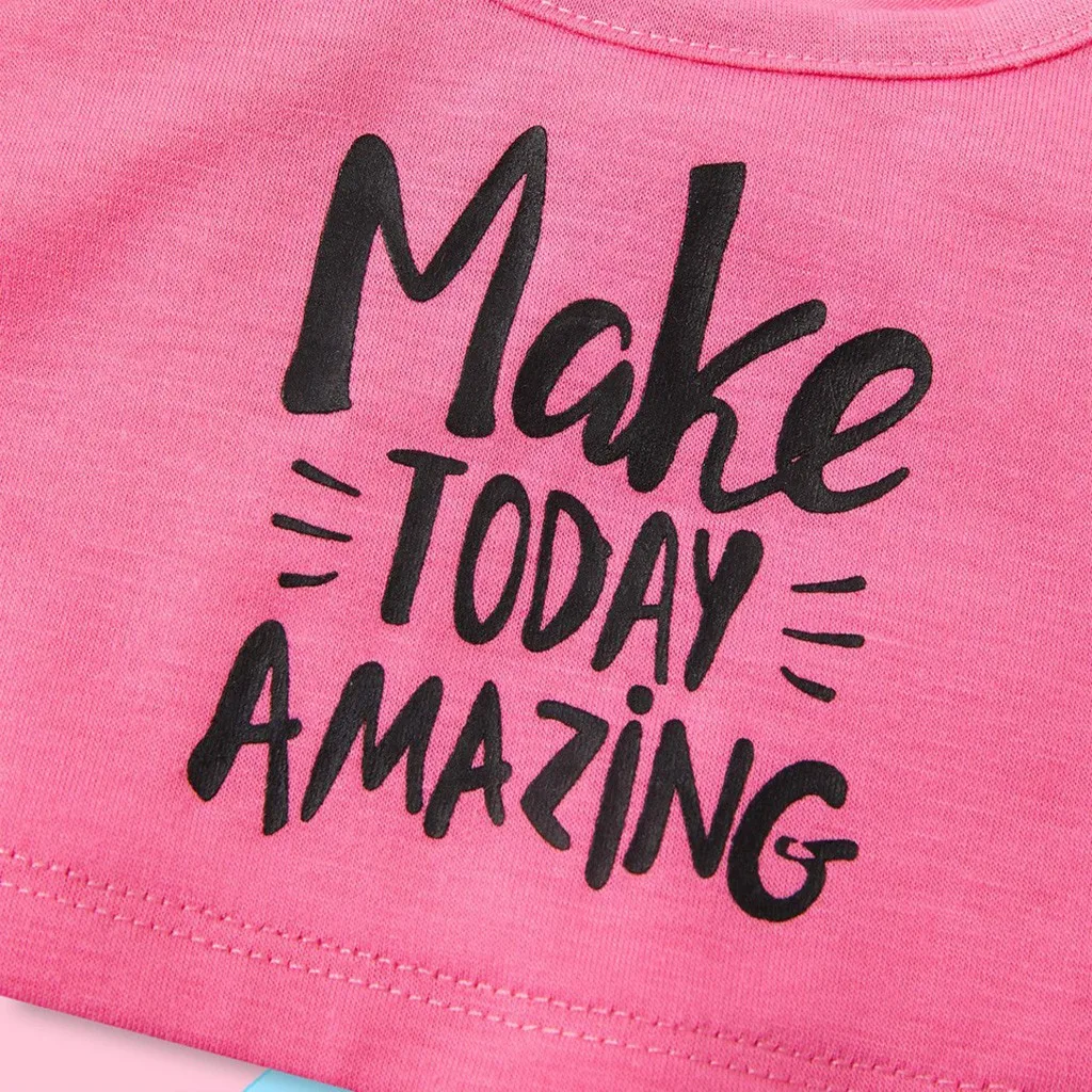 2019 г. Летний комплект одежды для маленьких девочек Модный жилет без рукавов с