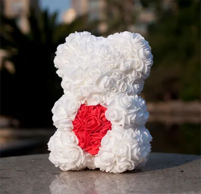25 см красная роза Мишка Тедди цветок искусственное украшение красочный пазл