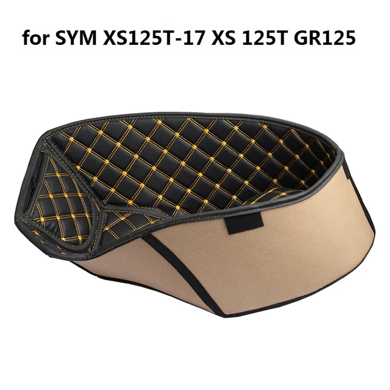 

Leather Rear Trunk Cargo Liner Protector Motorcycle Seat Bucket Pad for SYM XS125T-17 XS 125T GR125 Accessories, Black