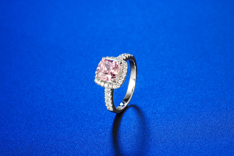 6*6 мм VS1 F тестовое положительное кольцо Moissanite 14k из белого золота 1CT Lab Halo Подушка