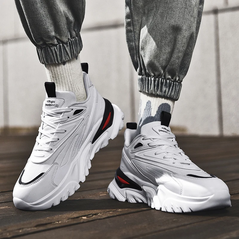 

2021 Men's Running Shoes Breathable Lace-Up Man Sports Shoes Fashion Mixed Color Footwears Male Casual Comfy Sneakers