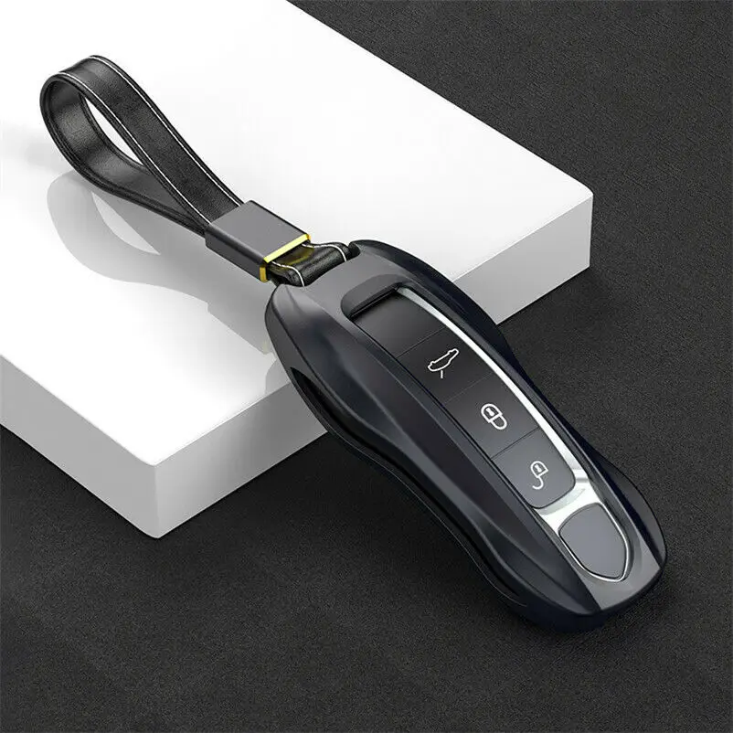 

1Pcs 3 Buttons Aluminum Alloy Car Remote Key Case Cover Key Holder With Keychain For Porsche Panamera 17+ Cayenne 18+