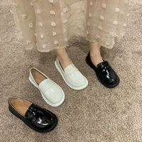 spring and summer new simple and versatile large size womens shoes retro college style small leather shoes