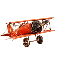retro style airplane figurines ornamentiron plane model antique glider biplane clock desktop creative ornament kids gift
