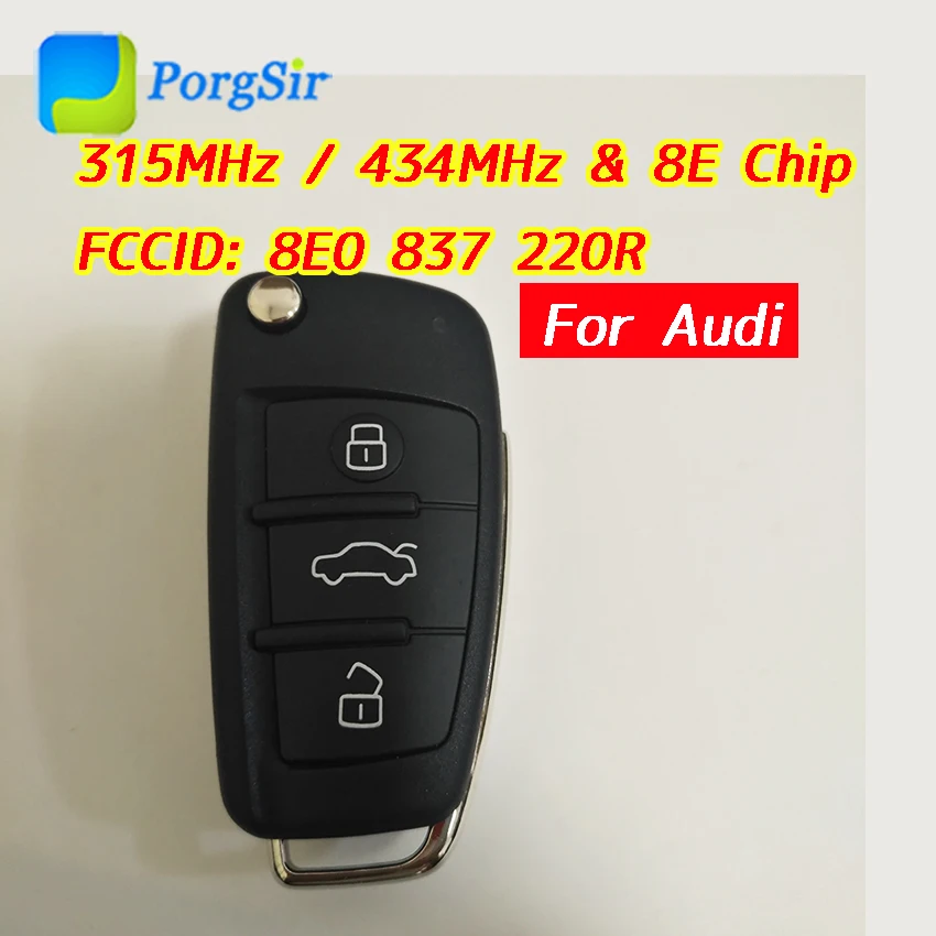 Ключ дистанционного управления с 3 кнопками 315 МГц 434 для Audi чипом ID8E HU66 Blade FCCID: 8E0 837