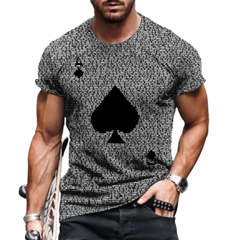 

Horrible Skull Spades Poker T Shirts Casual Men Summer 3D-Print Extra-Large TShirt 2021 Comfort Breathable T Shirt Tees Top