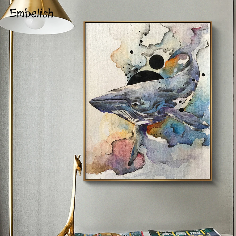 1 шт. Акварельная КИТ под водой большая рыба домашний Декор картина для гостиной HD