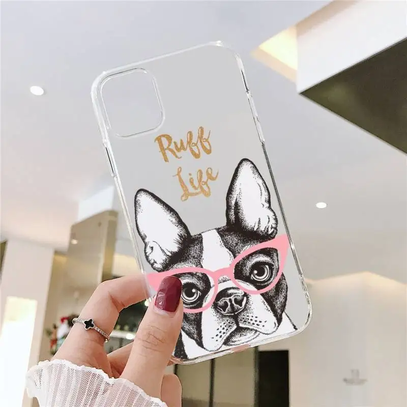 

French bulldog dog Phone Case Transparent for iPhone 11 12 mini pro XS MAX 8 7 6 6S Plus X 5S SE 2020 XR