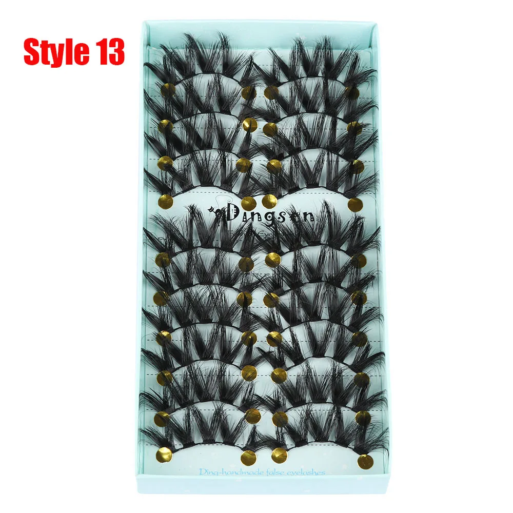 Style 13 10 пар 3D Мягкие искусственные норковые накладные ресницы натуральные грязные ресницы перекрещивающиеся пушистые ресницы инструменты для макияжа глаз - Цвет: Style 13