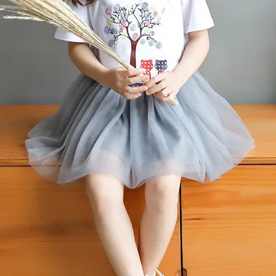 Юбка пачка для девочки возраста от 1 Year Old Baby Серый Мини Vestido 2021 сладкий Sash одежда