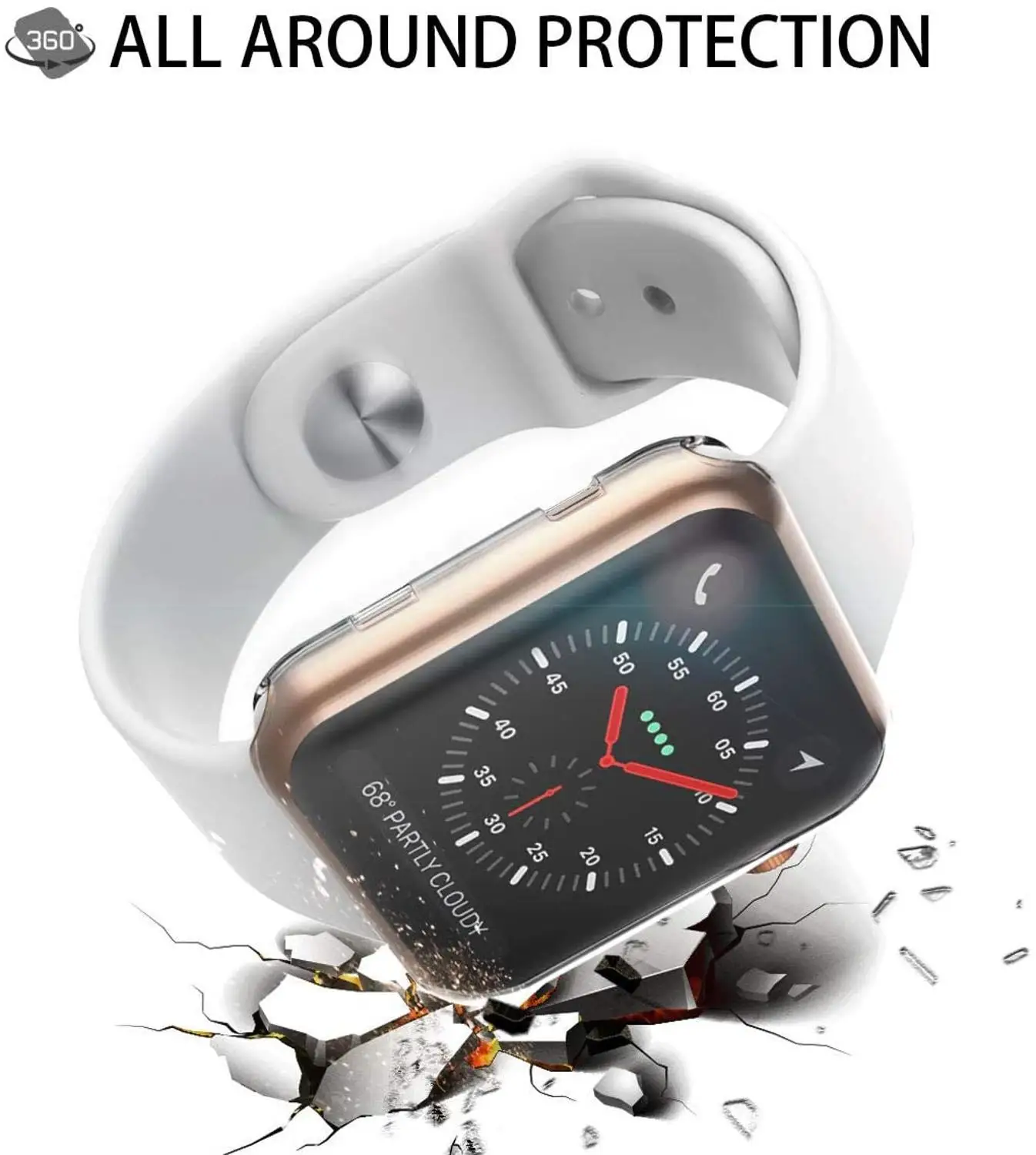 Чехол для часов Apple Watch SE/6/5/4 мягкая защита экрана 40 мм 44 360 тонкий чистый ТПУ iWatch