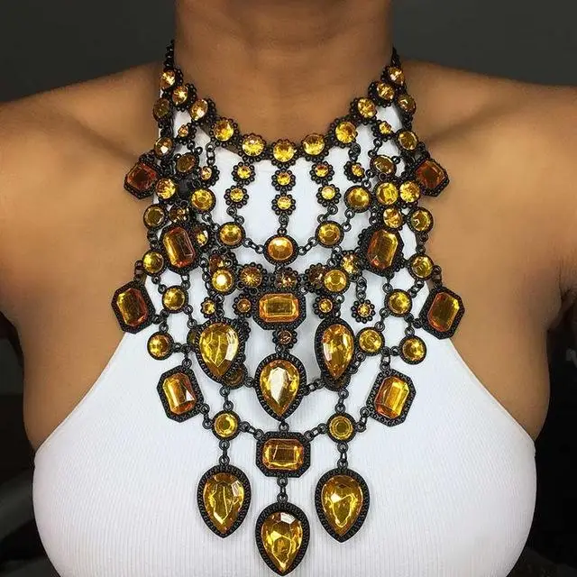 

Vedawas Vintge Geometric Crystal DIY Body Necklace Jewelry for Women Luxury Colorful Collar Choker Necklace Bijoux Wholesale
