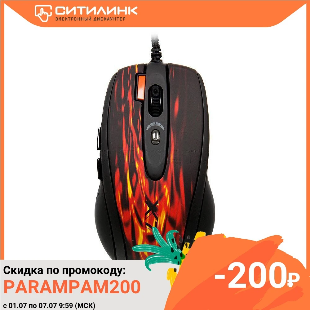 Мышь A4 XL 750BK красный/черный лазерная (3600dpi) USB2.0 игровая (6but)|Мыши| |