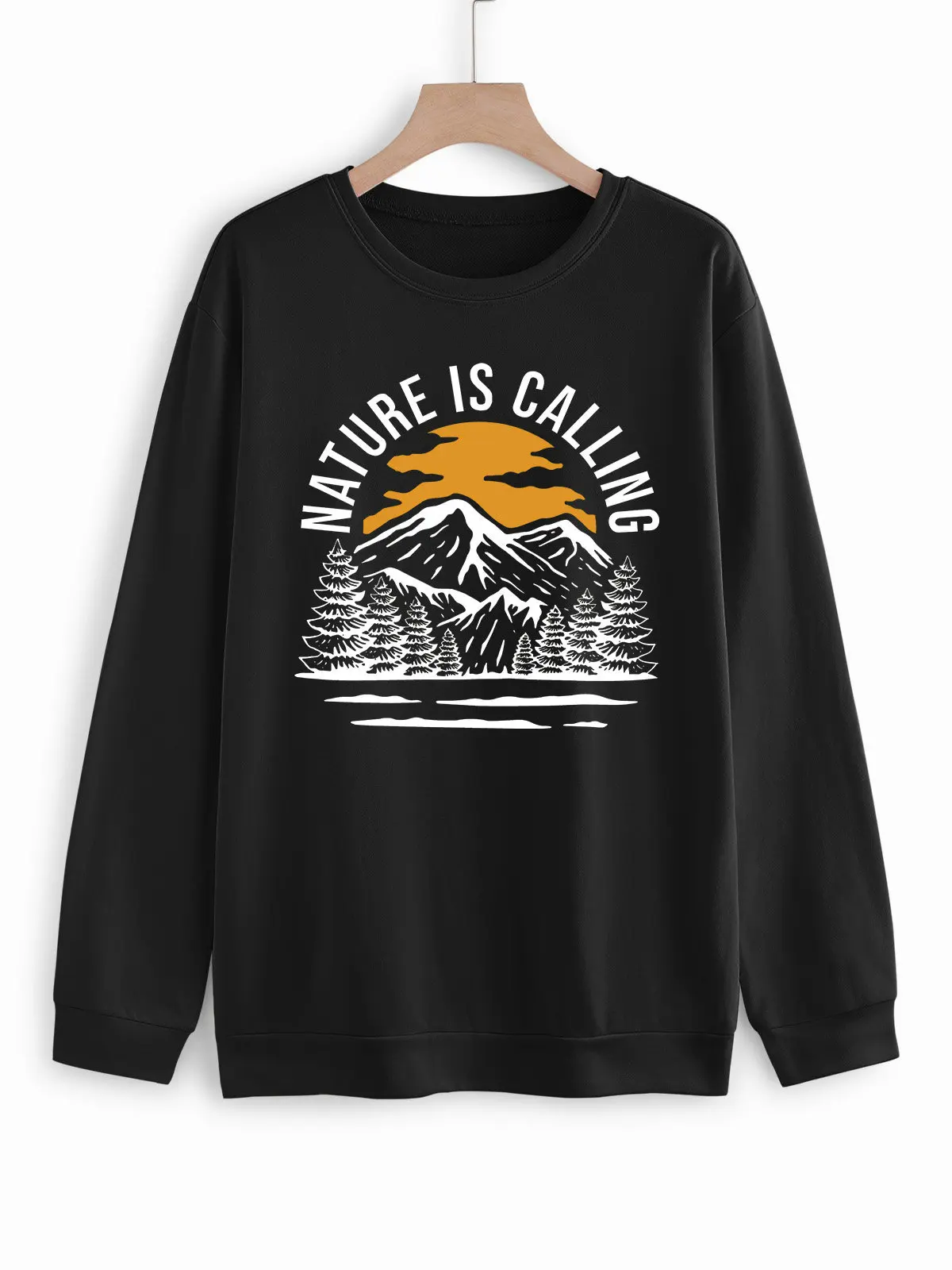 

2021 Spring Autumn Women Sweatshirts Kawaii Classical Fashion O Neck Shirts Casual Black Sweatshirt Pullover for Women