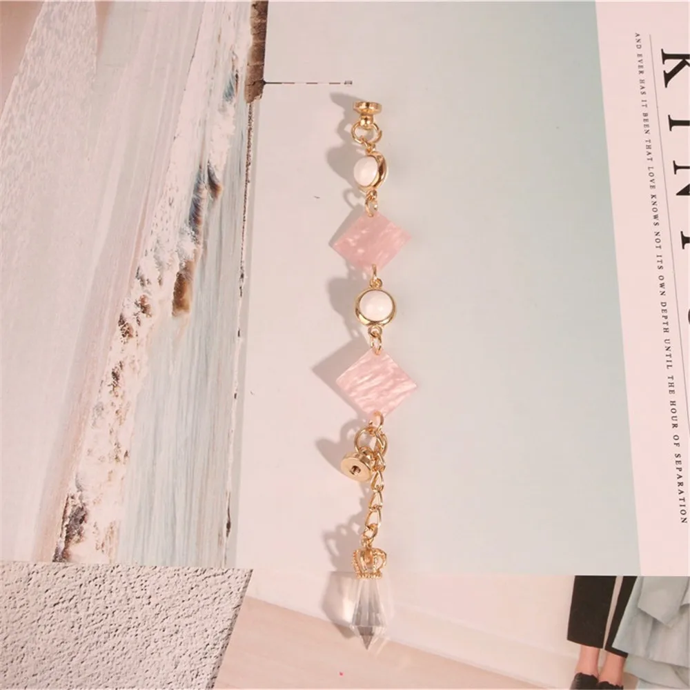 New Retro Gemstone Pearl Mobile Phone Lanyard DIY Gold Cell Shell Strap Metal Chain Bracelet Case Hanging Cord for Women | Мобильные