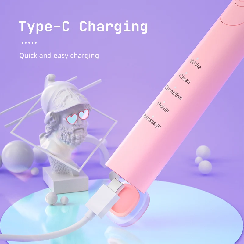 Seago Sonic Electric Toothbrush Adult Dental Cleaning Fully Waterproof Smart Timer Teeth Brush 3 Heads 5 Working Modes | Бытовая