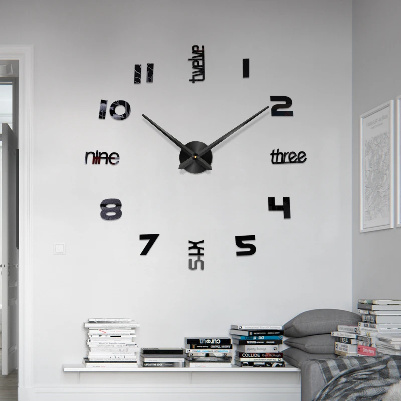 Home Decoration 48 inch Big Mirror Wall Clock Modern Design 3D DIY Large Decorative Clocks Watch Unique New Year Gift | Дом и сад