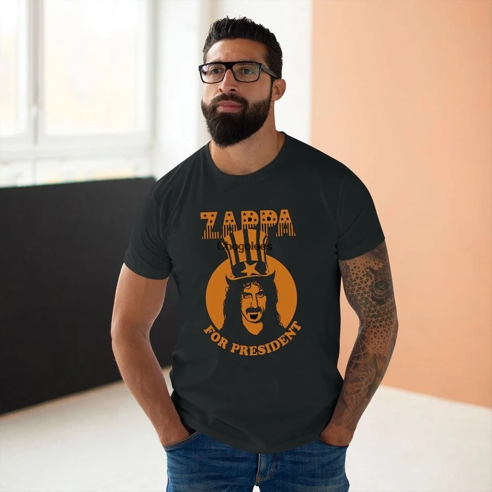 Фрэнк Заппа для президента черная дизайнерская футболка Vtg |