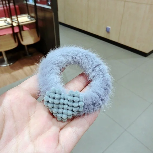 

Fashion Women Headband Headwear Plush Hair Ring Plush Love Rubber Band Hair Rope Girl Heart Hair Accessories