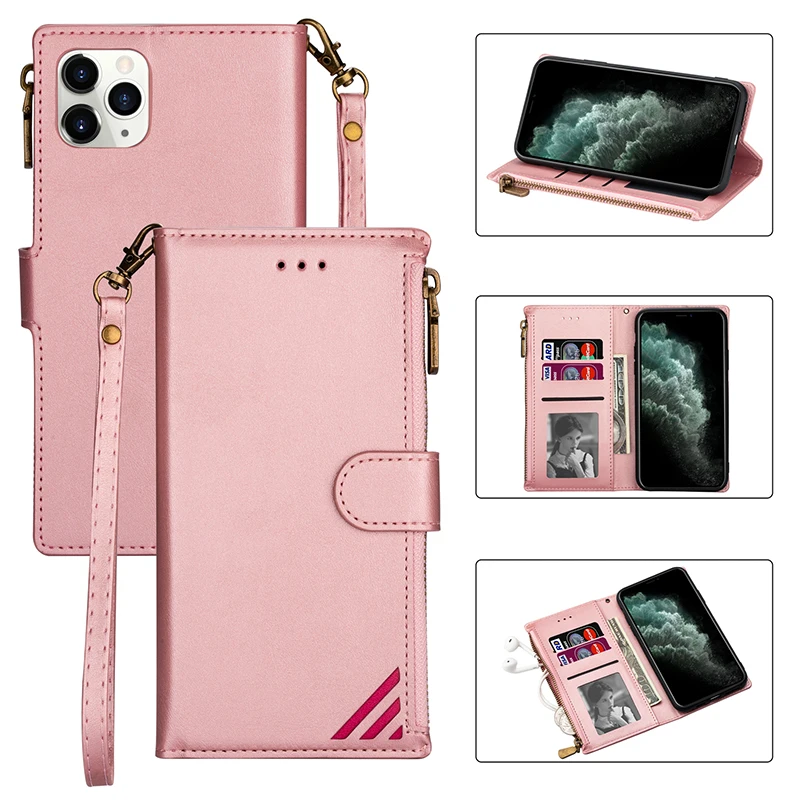 

For iPhone 12 Pro Max 12 Mini 11 Pro SE 2020 10 X 6 6s 7 8 Plus XR XS Max Case Retro Zipper Wallet Flip Leather Book Phone Cover