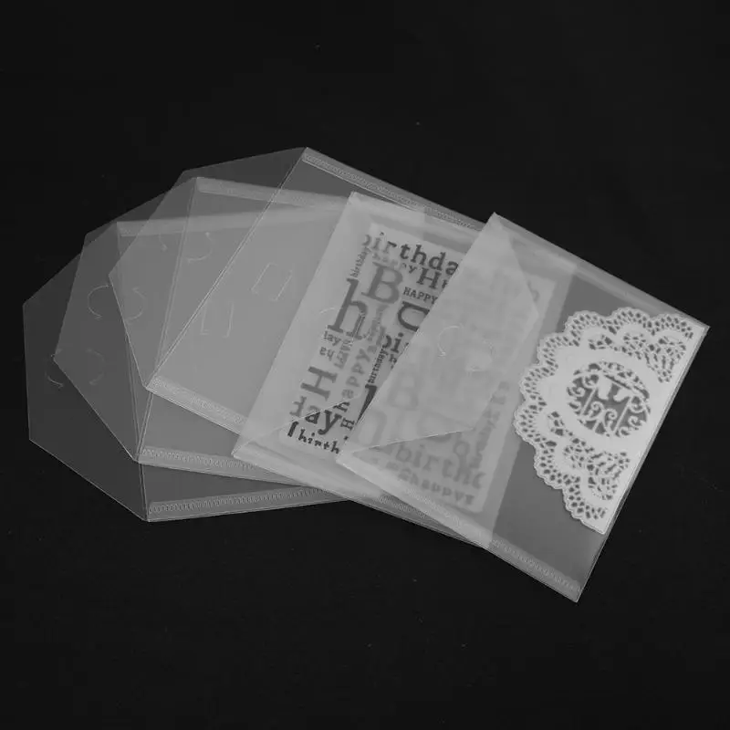 10Pcs PP Transparent File Pack Stamp Collection Storage Bag Small Scrapbooking Stencil Cutting Template Pouch Holder | Дом и сад