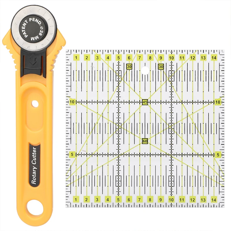 

28mm Rotary Cutter with Patchwork Ruler for leather Cutting and fabric Circular Quilting Patchwork Cut Tool for DIY crafting