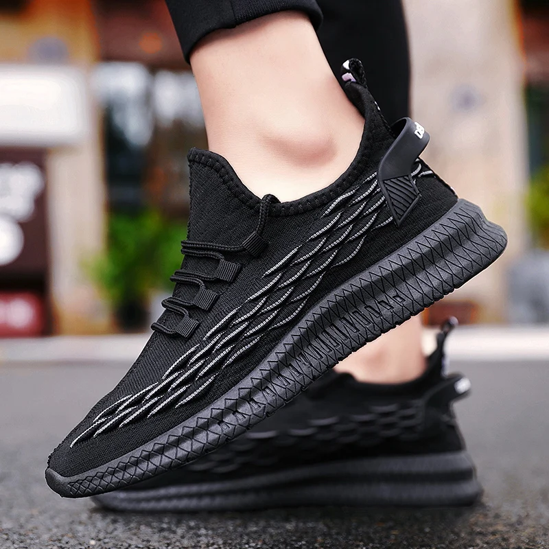 

Running Shoes Explosive Fish Scale Flying Woven Shoes Breathable Mesh Outdoor Sneakers Casual Wear-resistant Jogging Men Shoes