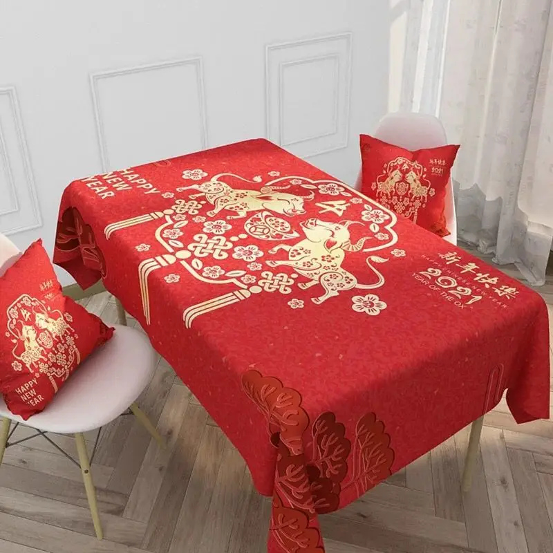 Новогодняя красная скатерть Водонепроницаемая маслостойкая Скатерть украшение
