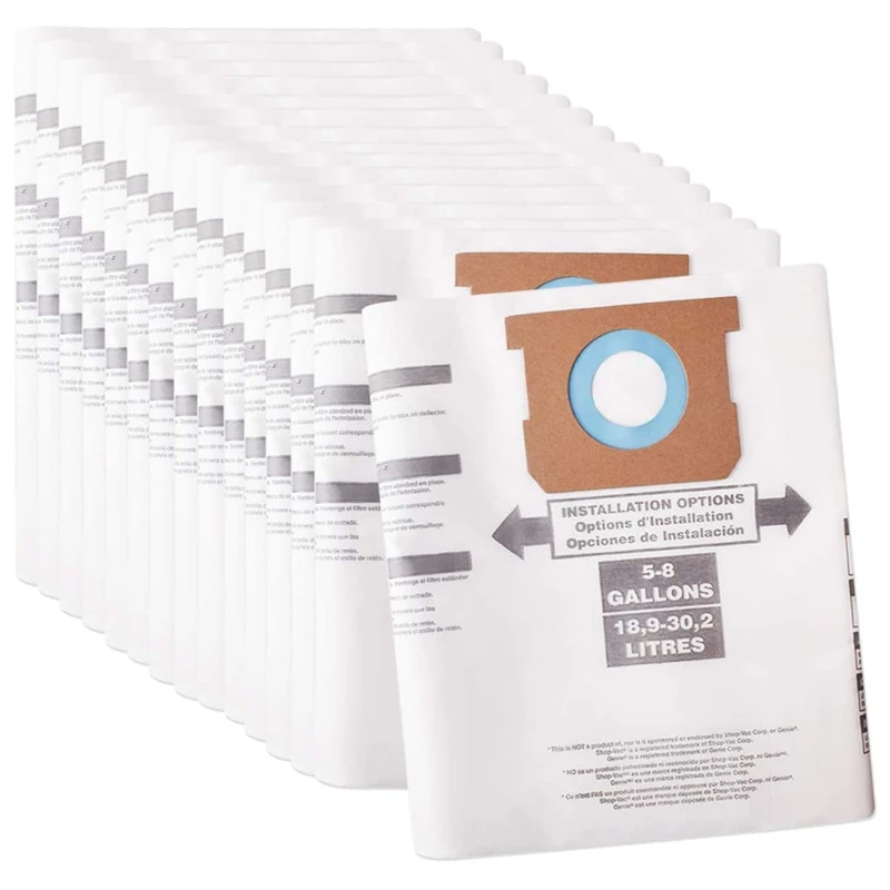 

15 Pack Type E Replacement Vacuum Filter Bags For Shop Vac 5-8 Gallon Vacuum Replaces Part 90661 906-61 9066100