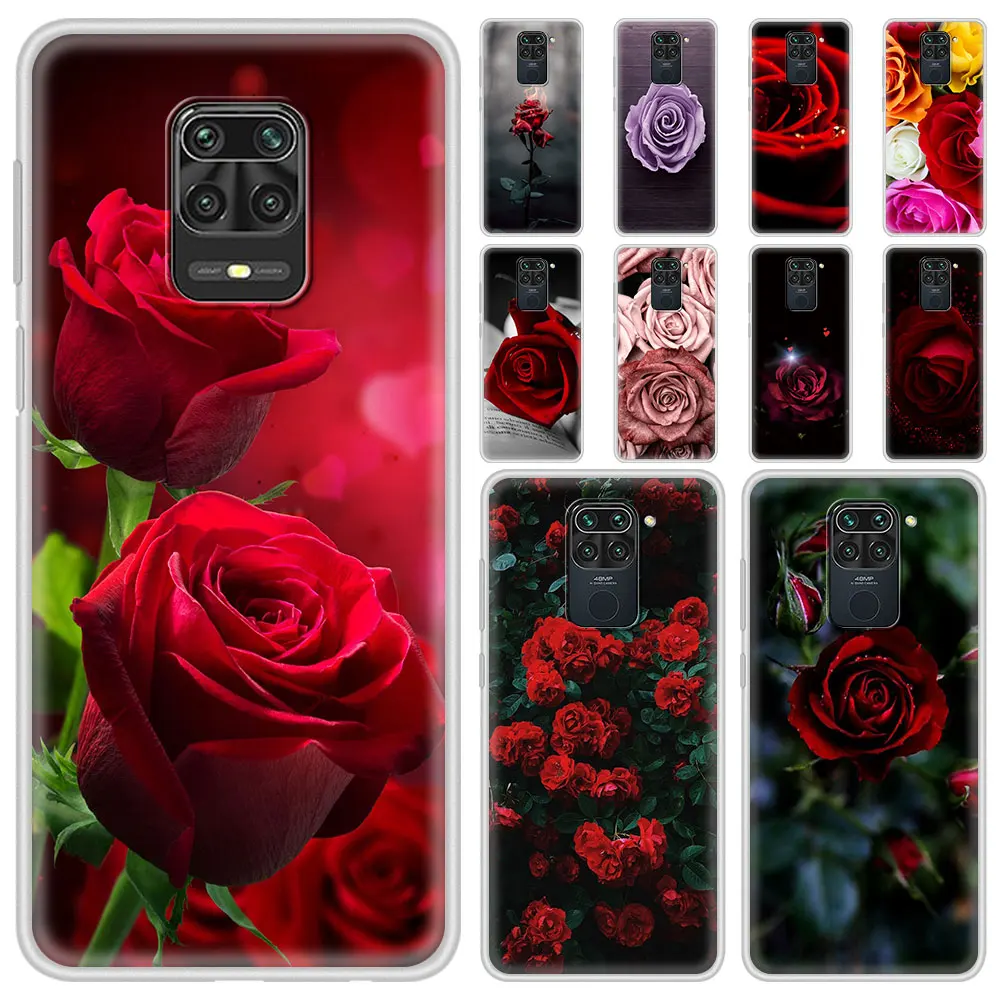 

Translucent Matte Phone Case For Xiaomi Redmi Note 10 9 8 Pro 7 8T 9S 9T K40 Pro 9A 9C Soft Silicone Capa Rose Flower Aesthetics