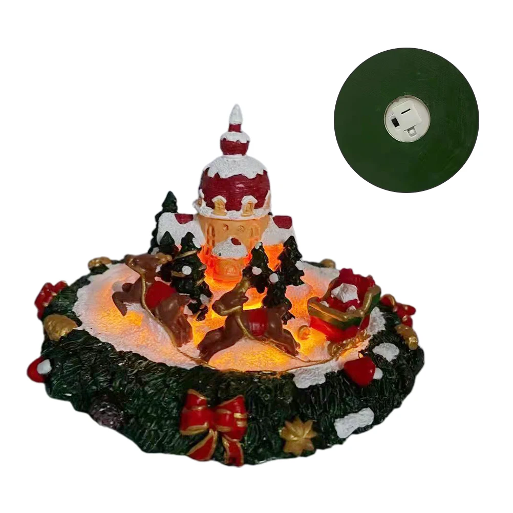 Рождественский замок олень Санта-Клаус украшение из смолы без свечей для спальни