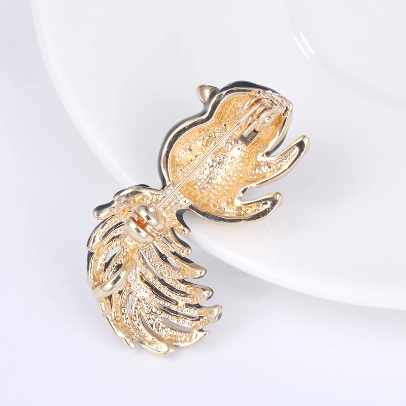 Baiduqiandu Бренд Новое поступление золотой цвет черный эмалированный белка Bijoux Ювелирные изделия животных Броши для женщин