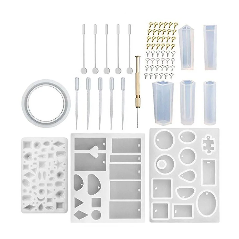 

127Pcs Resin Casting Silicone Mold Kit Making Jewelry Mould DIY Craft for Keychain Pendant Bracelet DSS899